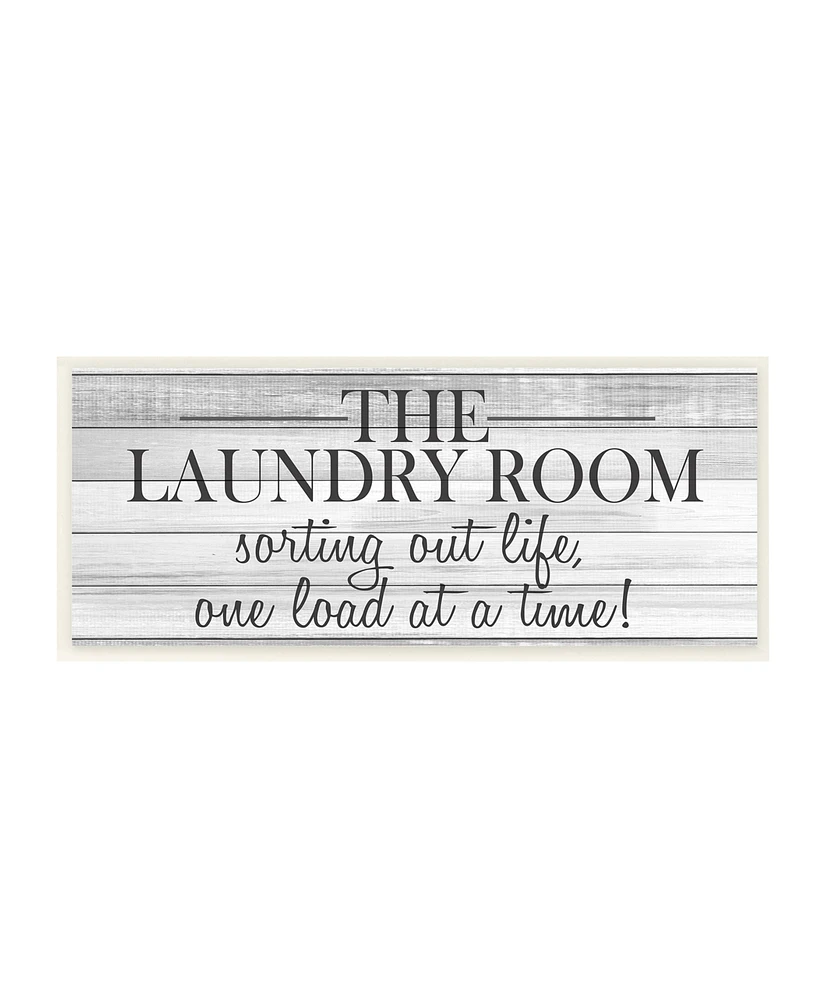 Stupell Industries Laundry Room Funny Word Bathroom Black and White Design Wall Plaque Art, 7" x 17"