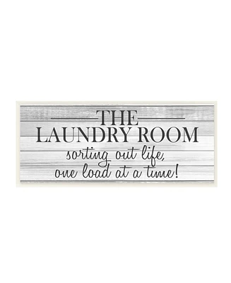 Stupell Industries Laundry Room Funny Word Bathroom Black and White Design Wall Plaque Art, 7" x 17"