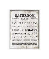 Stupell Industries Bathroom Rules Funny Word Wood Textured Design Gray Farmhouse Rustic Framed Giclee Texturized Art, 11" x 14"