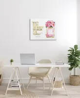 Stupell Industries Fashion Designer Perfume Gold-Tone Pink Watercolor Inspirational Word Stretched Canvas Wall Art, 24" x 30"