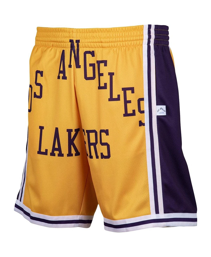 Men's Gold-Tone Los Angeles Lakers Hardwood Classics Big Face 2.0 Shorts