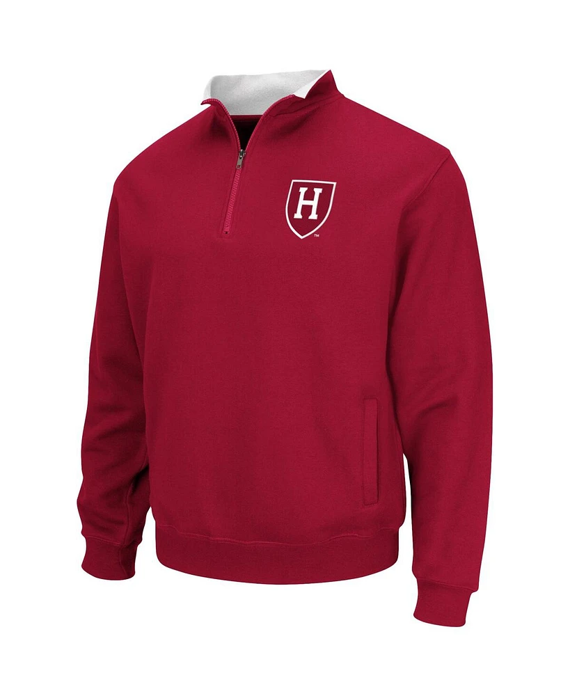 Men's Colosseum Crimson Harvard Tortugas Team Logo Quarter-Zip Jacket
