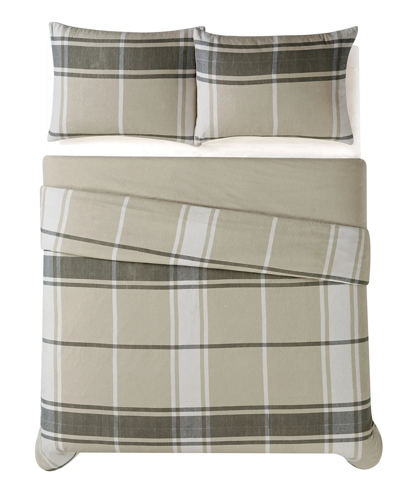 Truly Soft Preston Plaid 3 Piece Flannel Comforter Set