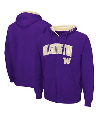 Men's Colosseum Purple Washington Huskies Arch Logo 3.0 Full-Zip Hoodie