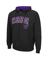 Men's Colosseum Black Washington Huskies Arch Logo 3.0 Full-Zip Hoodie