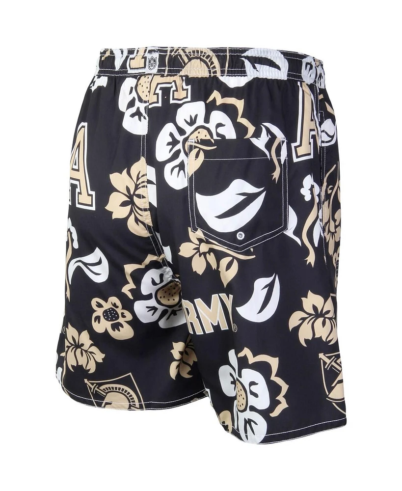 Men's Black Army Knights Floral Volley Logo Swim Trunks