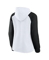 Women's Fanatics White and Black Brooklyn Nets Record Holder Raglan Pullover Hoodie
