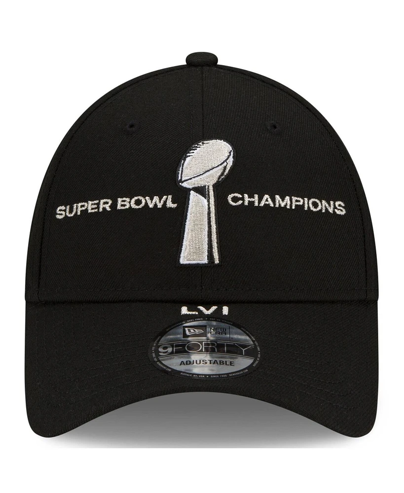 Men's New Era Black Los Angeles Rams Super Bowl Lvi Champions Parade 9FORTY Snapback Adjustable Hat