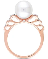 Cultured Freshwater Pearl (9mm) & Diamond (1/8 ct. t.w.) Ring 10k Rose Gold