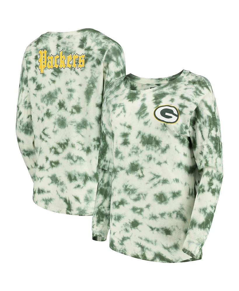 Women's New Era Green Green Bay Packers Tie-Dye Long Sleeve T-shirt