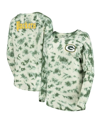 Women's New Era Green Green Bay Packers Tie-Dye Long Sleeve T-shirt