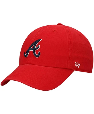 Men's '47 Red Atlanta Braves Team Clean Up Adjustable Hat