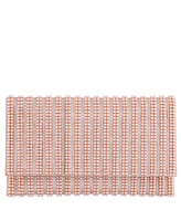 Women's Allover Imitation Pearl and Crystal Envelope Clutch