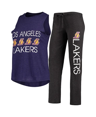 Women's Concepts Sport Black, Purple Los Angeles Lakers Tank Top and Pants Sleep Set
