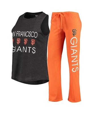 Women's Concepts Sport Orange, Black San Francisco Giants Meter Muscle Tank Top and Pants Sleep Set