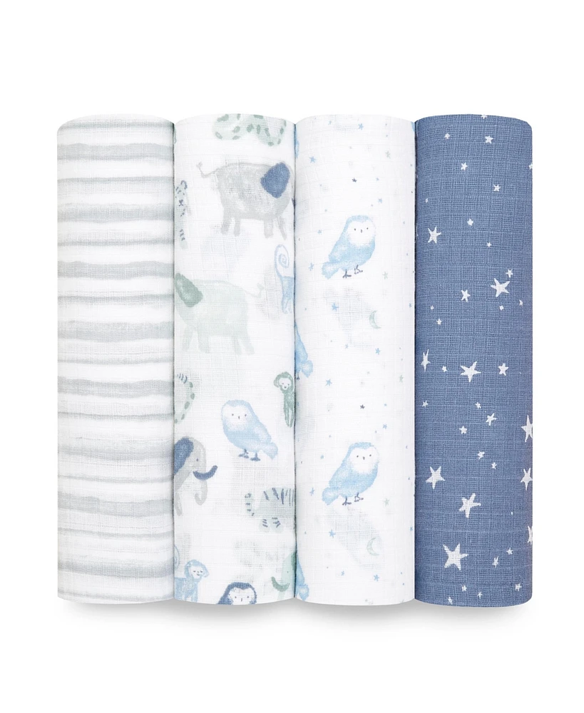 aden by aden + anais Baby Boys Printed Swaddle Blankets, Pack of 4