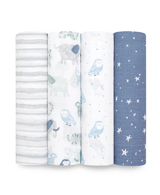 aden by aden + anais Baby Boys Printed Swaddle Blankets, Pack of 4