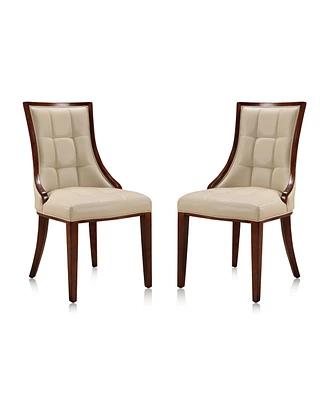 Manhattan Comfort Fifth Avenue 2-Piece Beech Wood Faux Leather Upholstered Dining Chair Set