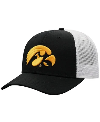 Men's Top of the World Black, White Iowa Hawkeyes Trucker Snapback Hat