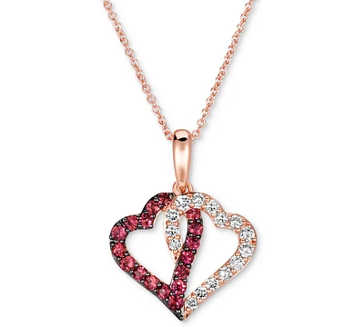 Le Vian Passion Ruby (1/3 ct. t.w.) & Nude Diamond (1/3 ct. t.w.) Interlocking Hearts 18" Pendant Necklace in 14k Rose Gold