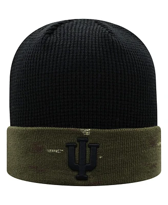 Men's Top of The World Olive, Black Indiana Hoosiers Oht Military-Inspired Appreciation Skully Cuffed Knit Hat