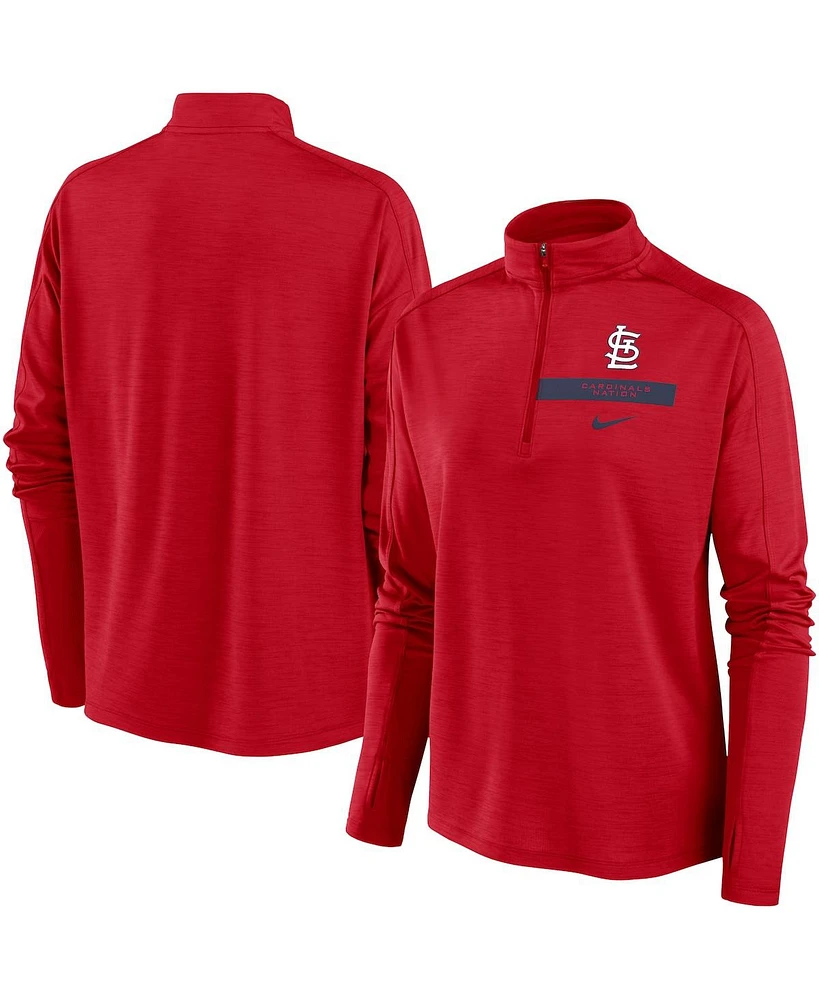 Women's Nike Red St. Louis Cardinals Primetime Local Touch Pacer Quarter-Zip Top