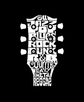 Women's V-neck Word Art Guitar Head Music Genres T-shirt