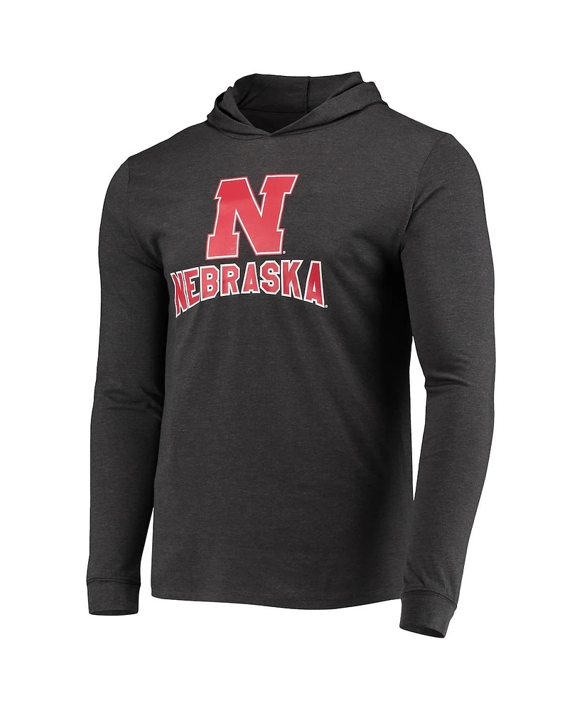Men's Concepts Sport Scarlet, Charcoal Nebraska Huskers Meter Long Sleeve Hoodie T-shirt and Jogger Pants Sleep Set