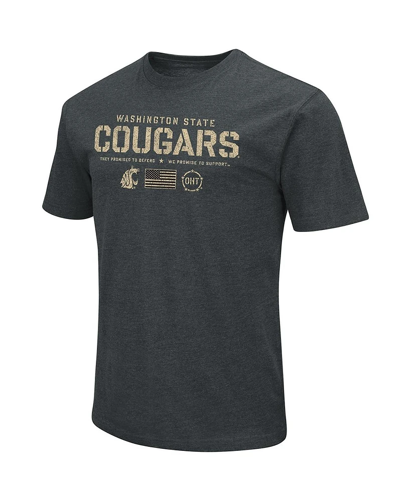 Men's Colosseum Heathered Black Washington State Cougars Oht Military-Inspired Appreciation Flag 2.0 T-shirt