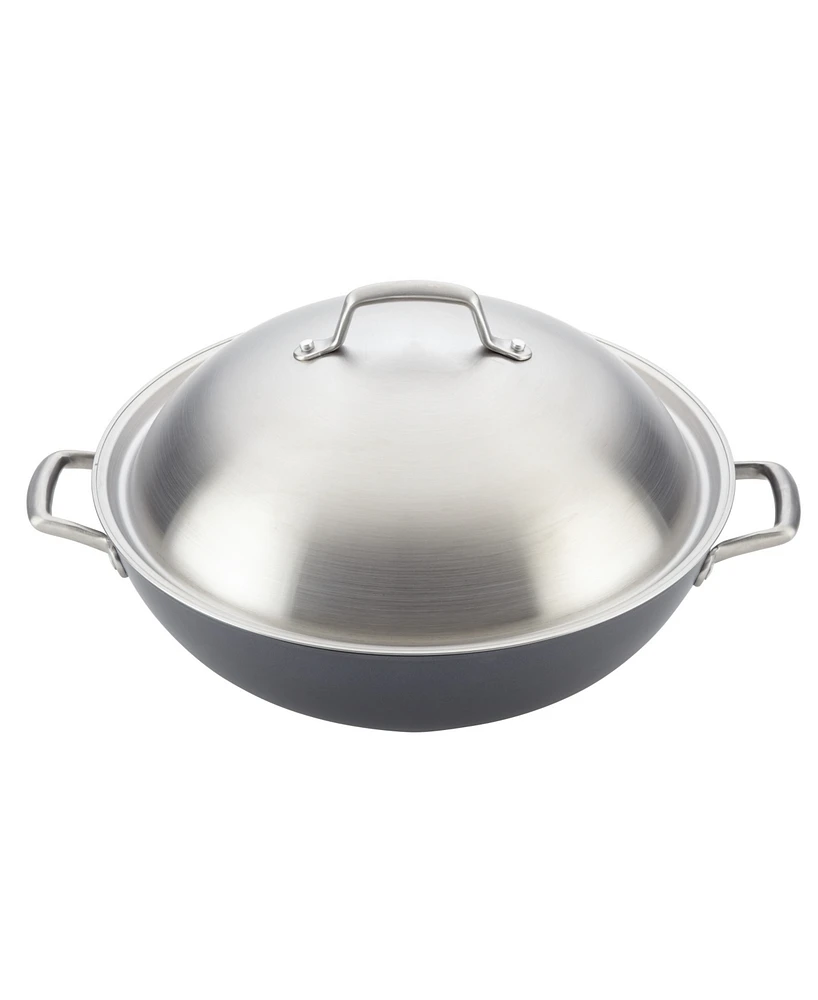 Anolon Accolade Forged Hard-Anodized Nonstick Wok with Lid, 13.5-Inch, Moonstone