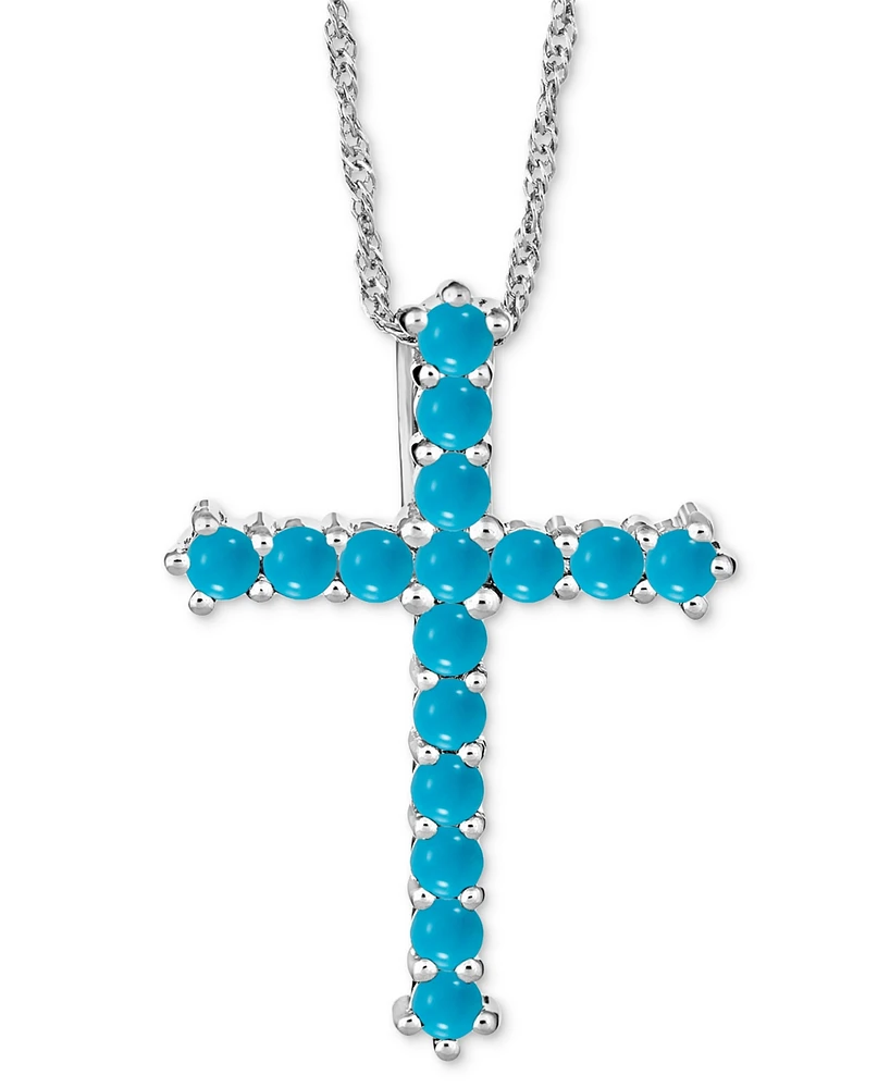 Onyx Cross 18" Pendant Necklace Sterling Silver (Also Turquoise)