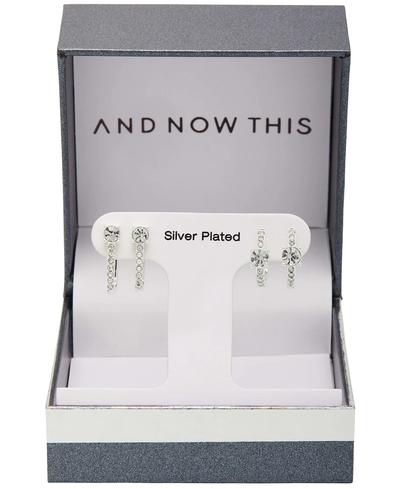 Women's Crystal Hoop Earrings Set, 4 Pieces