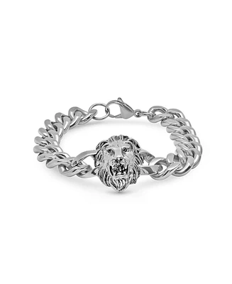 Steeltime Men's Stainless Steel Lion Head Chain Link Bracelet