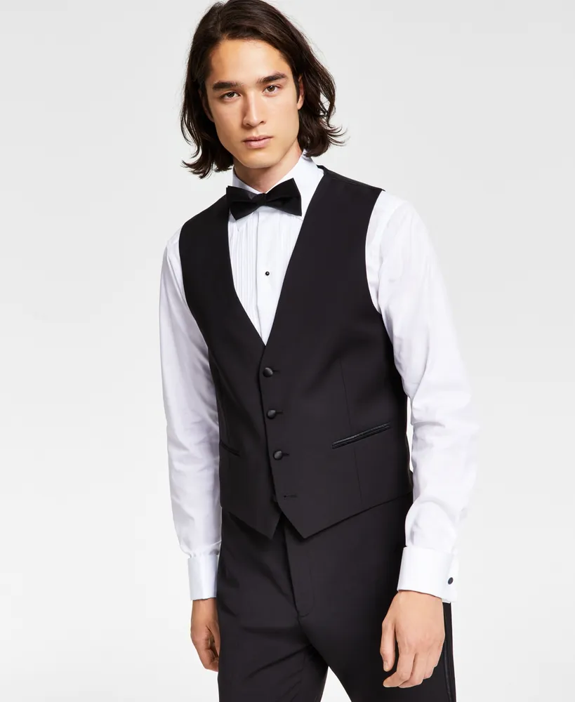 Calvin Klein Men's Slim-Fit Infinite Stretch Black Tuxedo Vest - Close Out!