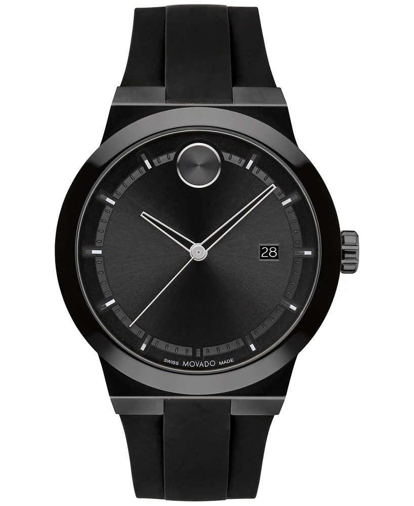Movado Men's Swiss Fusion Bold Black Silicone Strap Watch 42mm