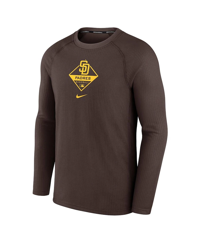 Men's Nike Brown San Diego Padres Authentic Collection Raglan Performance Long Sleeve T-shirt