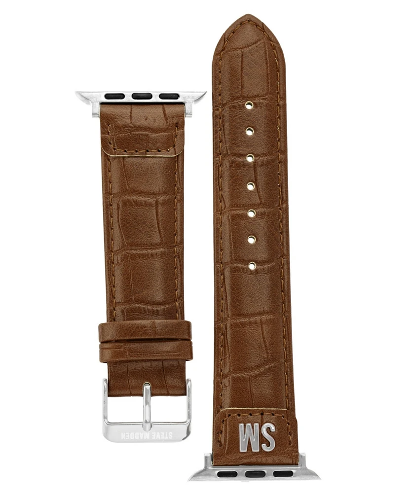 Steve Madden Women's Honey Brown Crocograin Faux Leather Band designed for Apple Watch 42mm (Series 1-3 only) & 44/45/46/49mm (Ultra & Ultra 2)