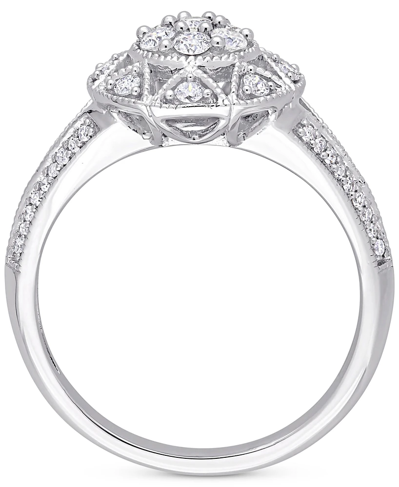 Diamond Vintage-Inspired Cluster Engagement Ring (1/2 ct. t.w.) 14k White Gold