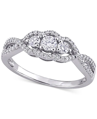 Diamond Three Stone Engagement Ring (1/2 ct. t.w.) 14k White Gold