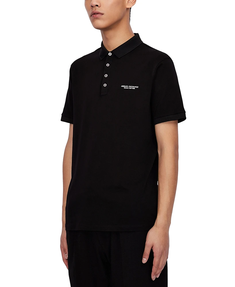 A|X Armani Exchange Men's Milano/New York Logo-Print Polo Shirt