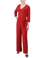 Women's 3/4 Sleeve Belted Jumpsuit
