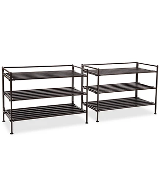 Seville Classics 3-Tier Resin Slatted Shoe Rack, 2-Pack