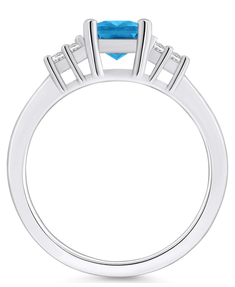 Gemstone and Diamond (1/5 ct. t.w.) Ring 14k White Gold