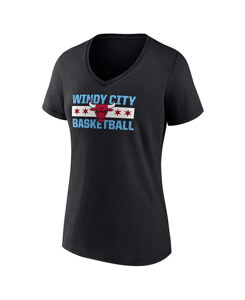 Women's Fanatics Black Chicago Bulls Hometown Collection T-shirt