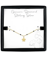 Diamond Accent & Enamel Bead Star Charm Bracelet Sterling Silver or 14k Gold-Plated