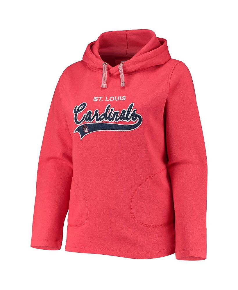 Women's Soft as a Grape Red St. Louis Cardinals Plus Side Split Pullover Hoodie