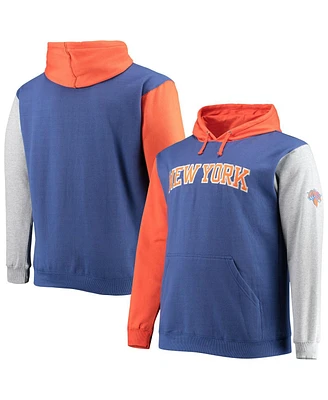 Men's Fanatics Royal, Orange New York Knicks Big and Tall Double Contrast Pullover Hoodie