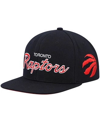 Men's Mitchell & Ness Black Toronto Raptors Hardwood Classics Script 2.0 Snapback Hat