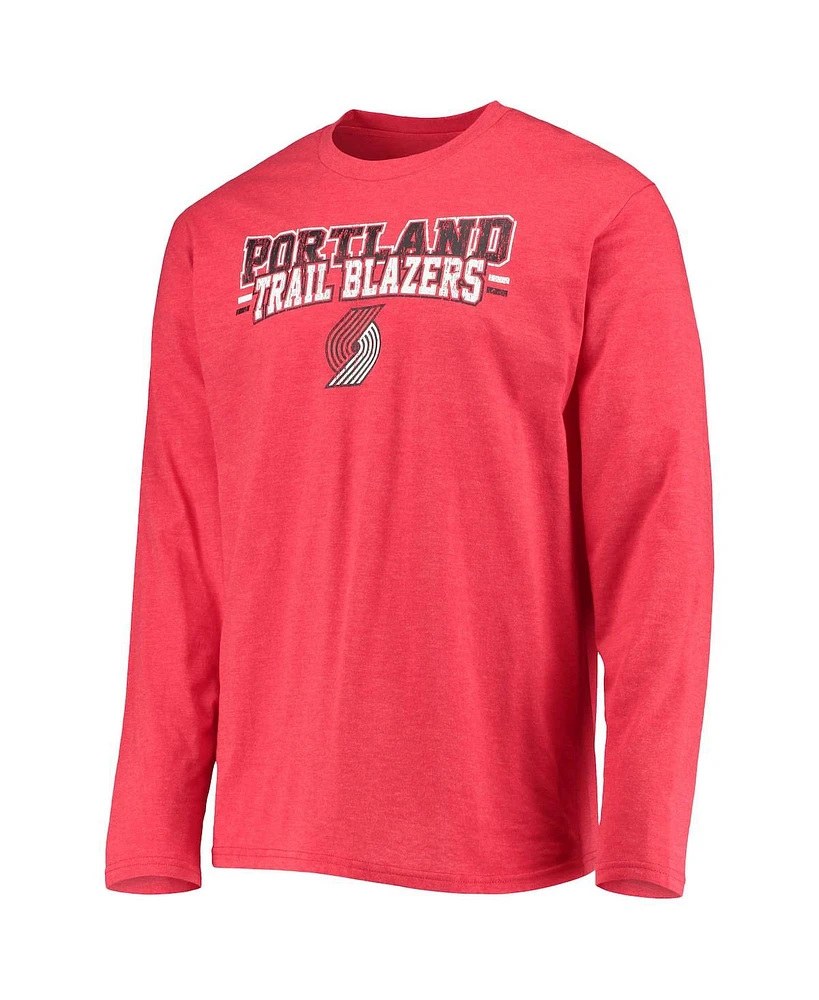 Men's Concepts Sport Black, Red Portland Trail Blazers Long Sleeve T-shirt and Pants Sleep Set