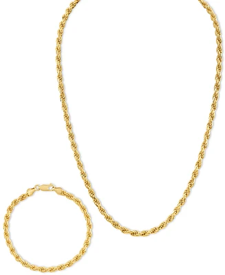 Esquire Men's Jewelry 2-Pc. Set 22" Rope Link Chain Necklace & Matching Bracelet, Created for Macy's